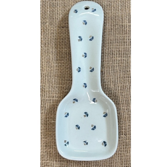 Vintage Other - Vintage Off White Dainty Floral Ceramic Spoon Rest Cottage Core Folk Art Rustic